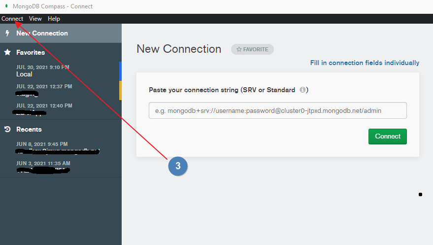 Connect MongoDB using Compass 3 1