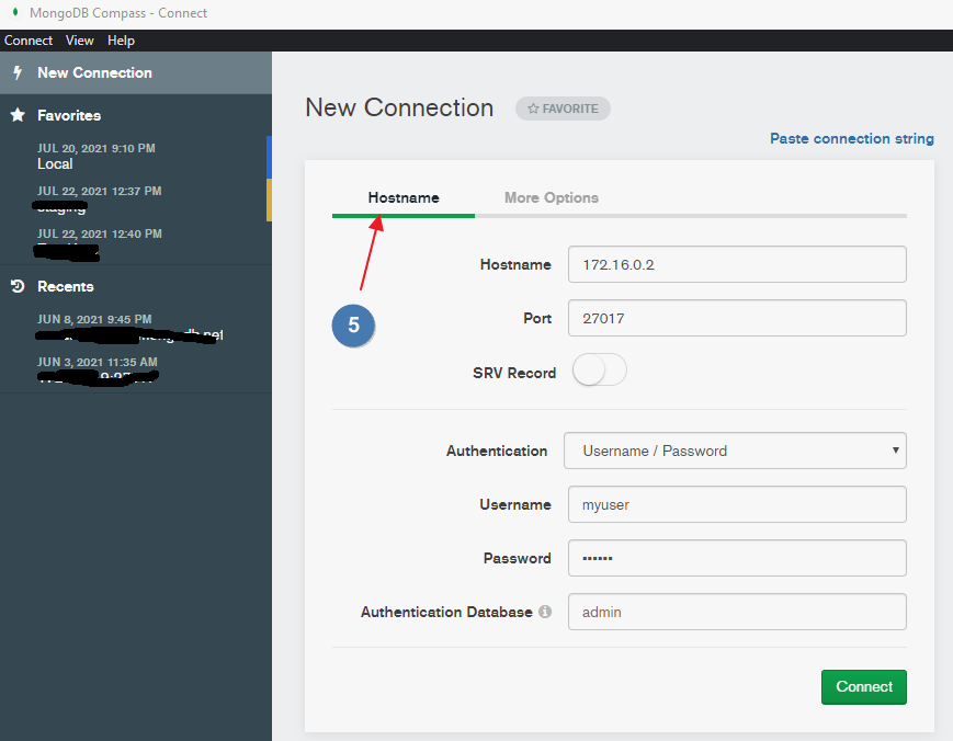 Connect MongoDB database 