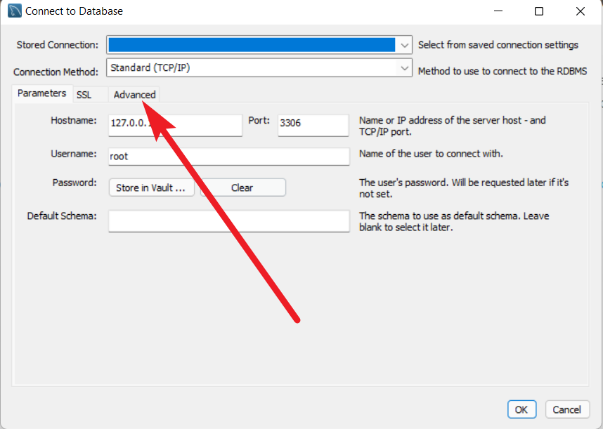 How to disable SSL require in MySQL Workbench advanced tab workbench