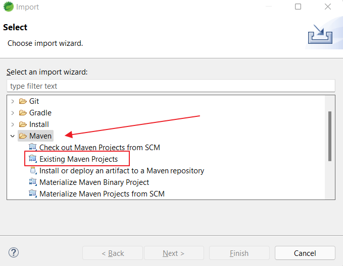 open existing maven project in eclipse