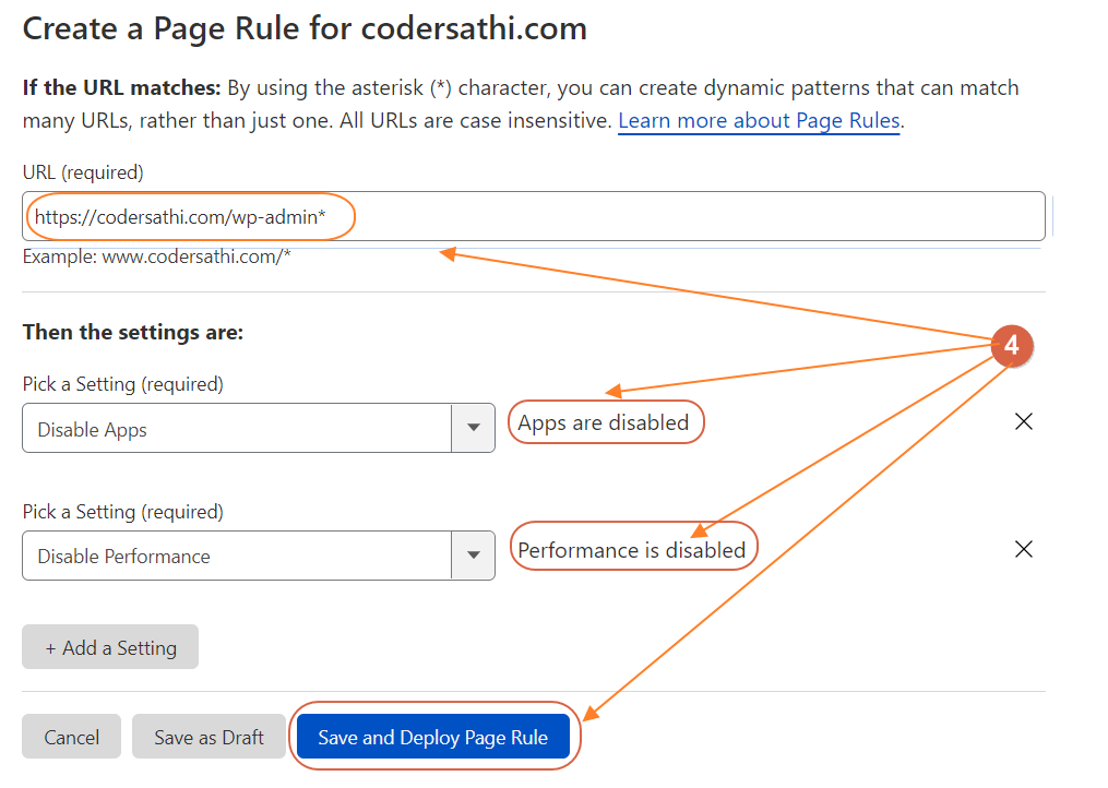 Save and deploy cloudflare page rule